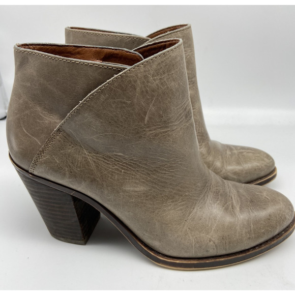 Lucky Brand Ankle Boots Womens Sz 7M Gray Western‎ Boho Block Heel Distressed - Picture 1 of 11